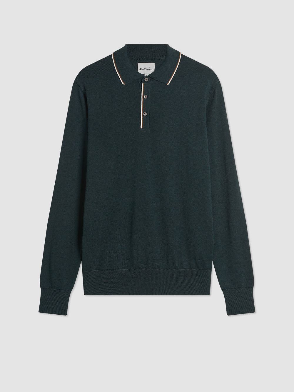 Pull à Col Polo Ben Sherman Tipped Merino Vert Foncé | IJC-09311746